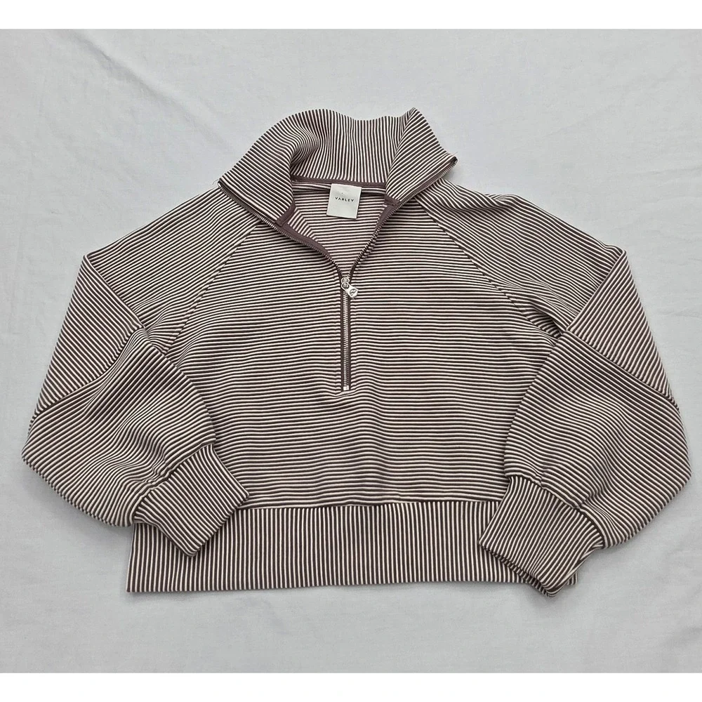 Varley Women XS Milano Half Zip Sweat 2.0 Striped Ottoman Pullover VAR02122 - Picture 1 of 8